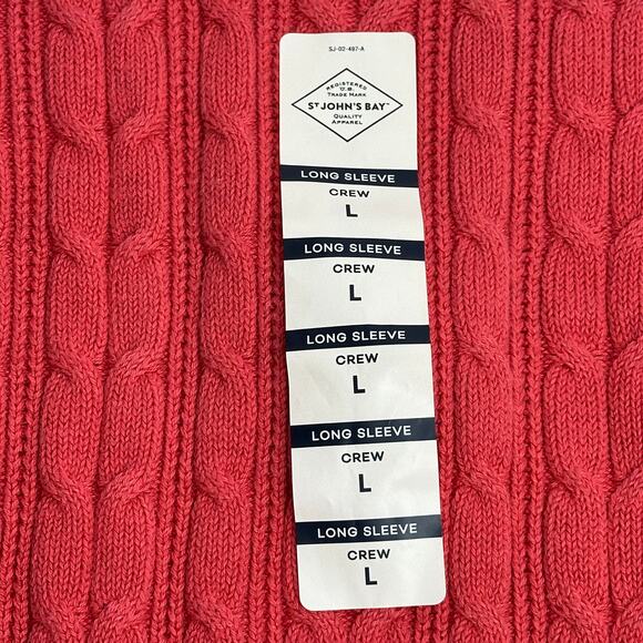 NWOT St. John's Bay Coral Cable Knit Crewneck Sweater Womens Size Large L Preppy - Picture 7 of 10